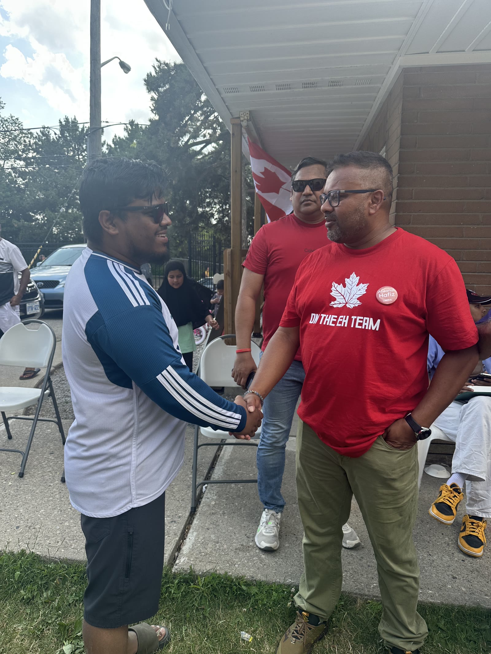 Ahsanul Hafiz meeting neighbours on Canada Day