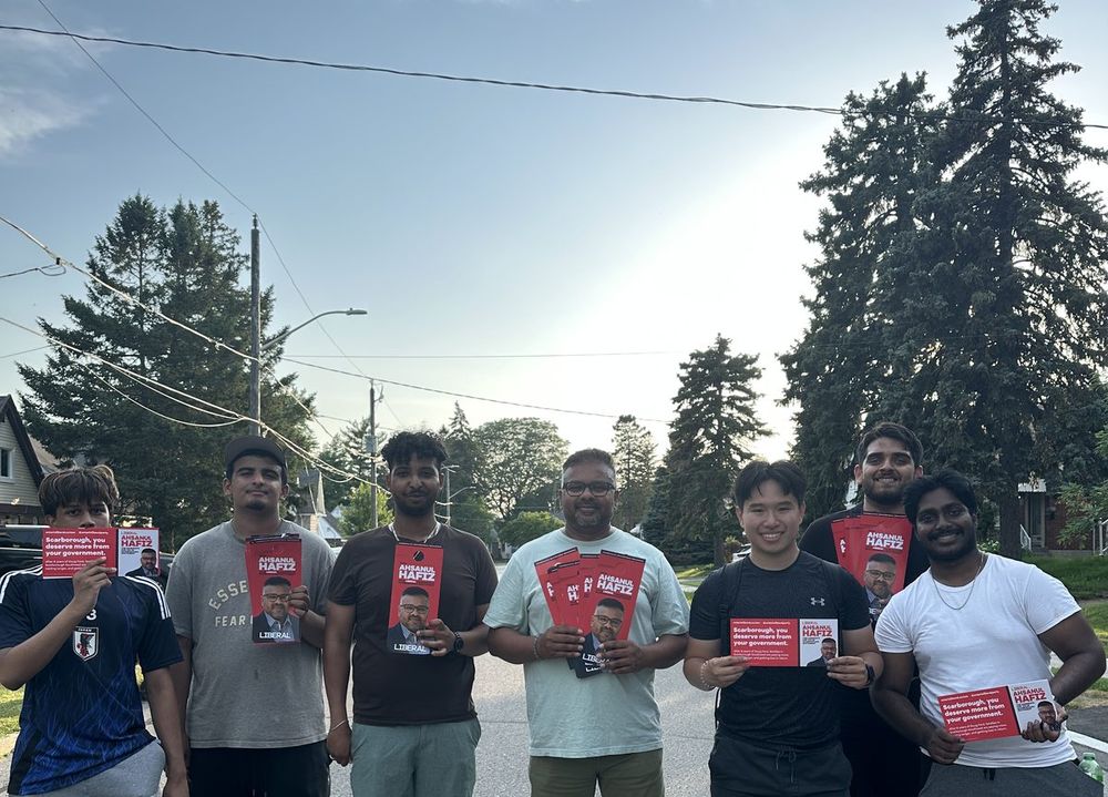 Volunteers heading out to knock on doors with Ahsanul Hafiz campaign literature